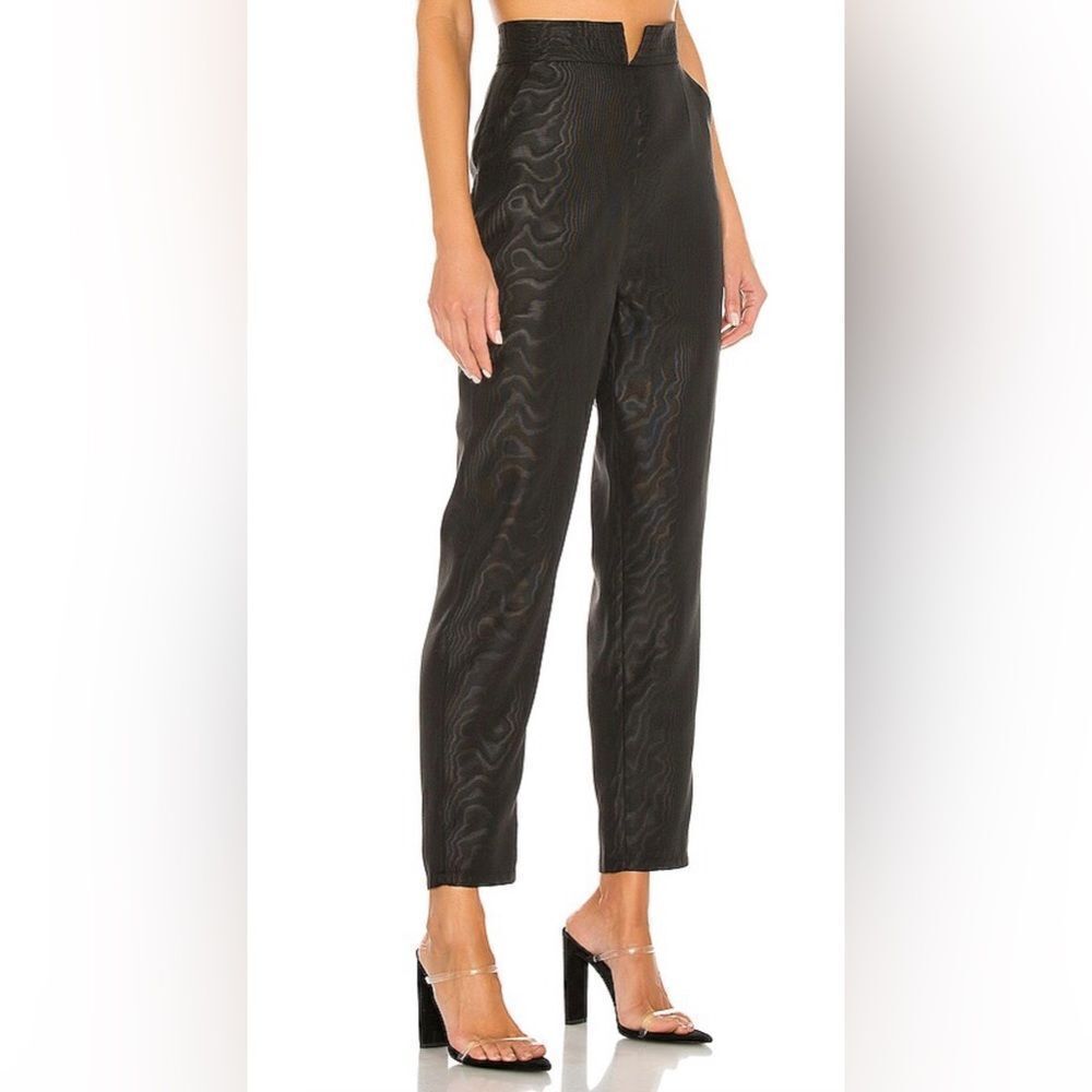 NBD Renata High Waist Trousers in Black Textured Taffeta Dress Pants XS